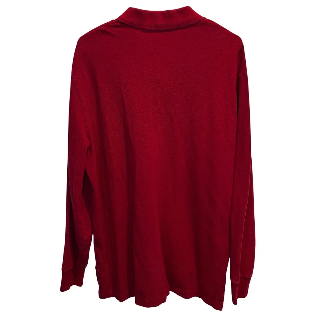 Polo‎ Ralph Lauren Large Long Sleeve Polo Men's Red Cotton Blue Pony Logo